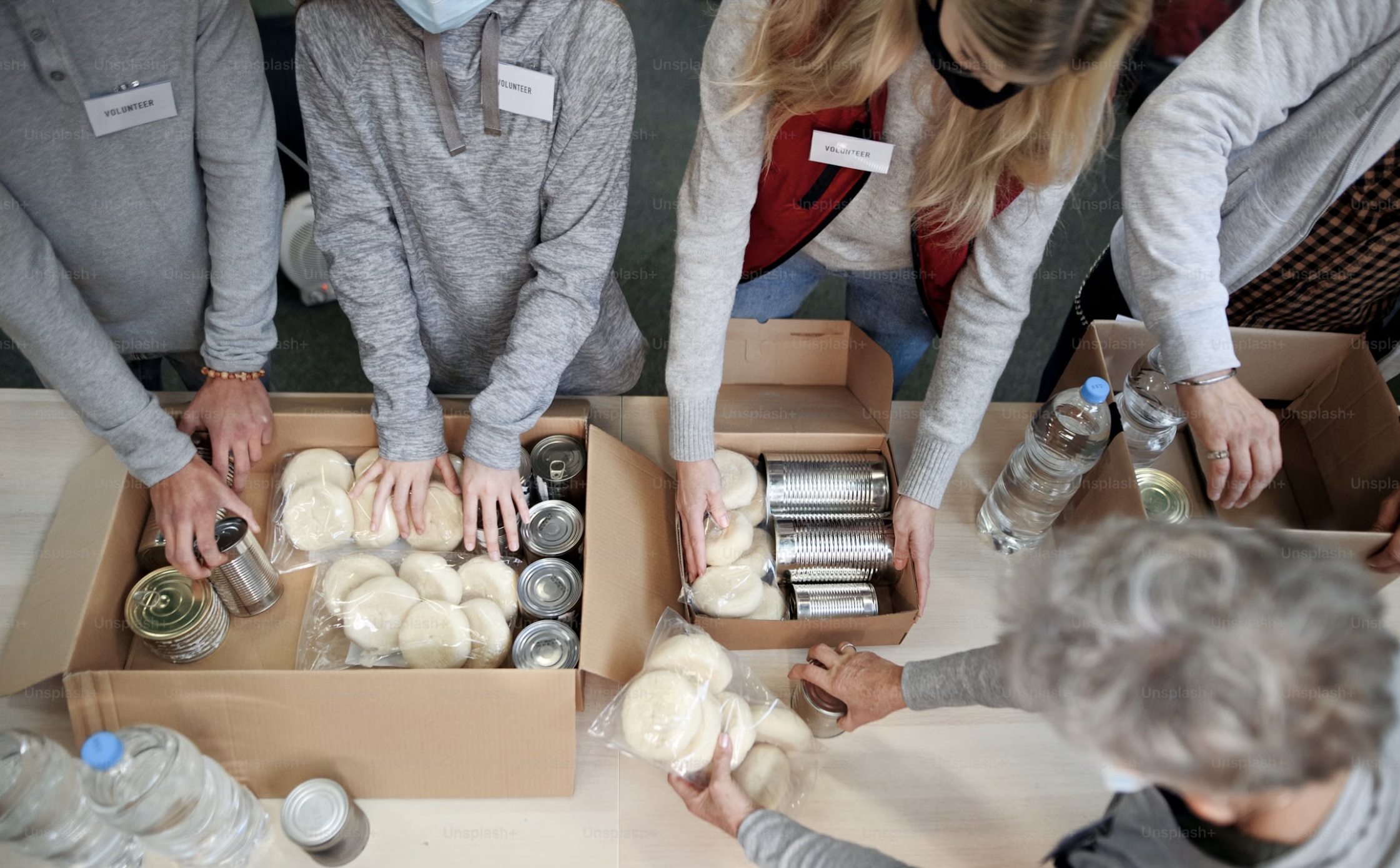 Volunteers working together in a community setting